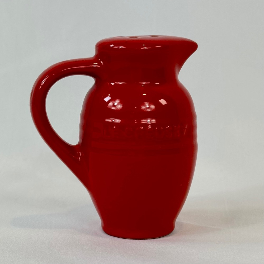 Le Creuset Pepper Shaker Red Pitcher Jug Discontinued Stoneware Single Replace
